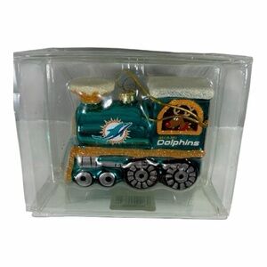 NFL Miami Dolphins Teal and Orange Train Ornament